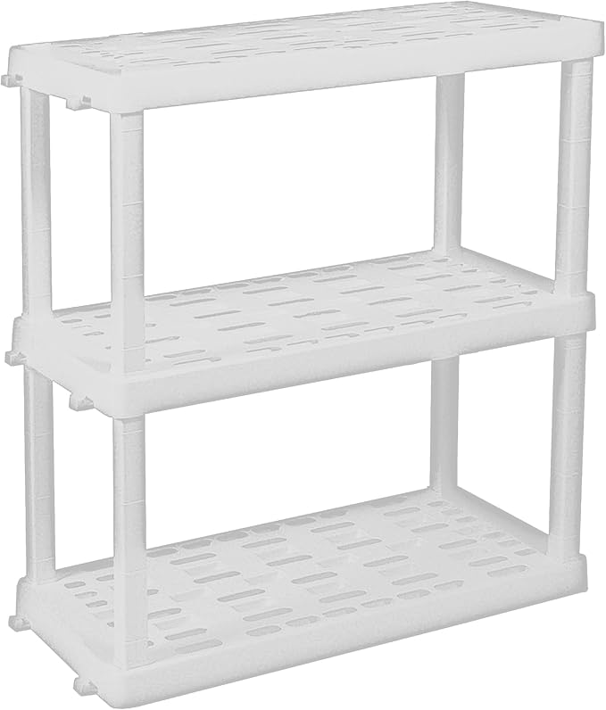 Oskar Heavy Duty Plastic Storage Shelves- for Garage, Kitchen, Bathroom Basement Kids Room, Stackable 3-Tier White, Organizer Rack for Books Shoes, Toys, Pantry, Cleaning and Closet Organization - Image 4