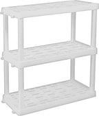 Oskar Heavy Duty Plastic Storage Shelves- for Garage, Kitchen, Bathroom Basement Kids Room, Stackable 3-Tier White, Organizer Rack for Books Shoes, Toys, Pantry, Cleaning and Closet Organization - Image 4