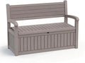 EasyUp 80 Gallon Wood Grain Style Outdoor Storage Bench, Waterproof and Lockable Deck Box Outdoor Storage Furniture for Patio,Garden,and Porch – Perfect for Storing Garden Tools and Cushions(Gray) by EASYUP