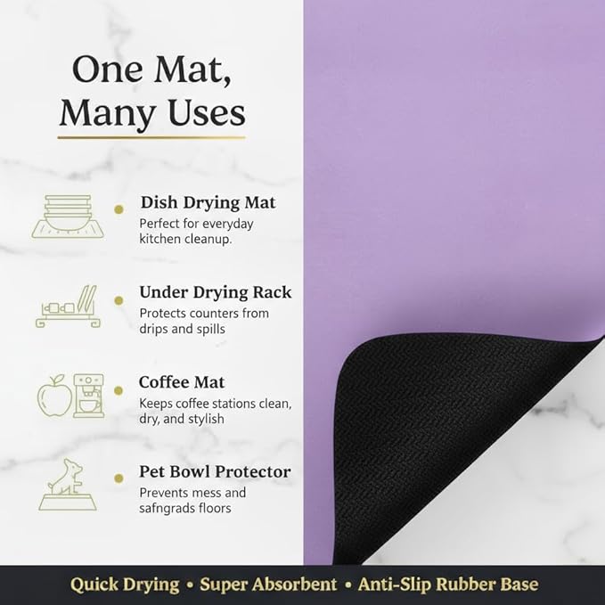 Dish Drying Mat Super Absorbent – 16" x 18" Coffee Mat - Image 6