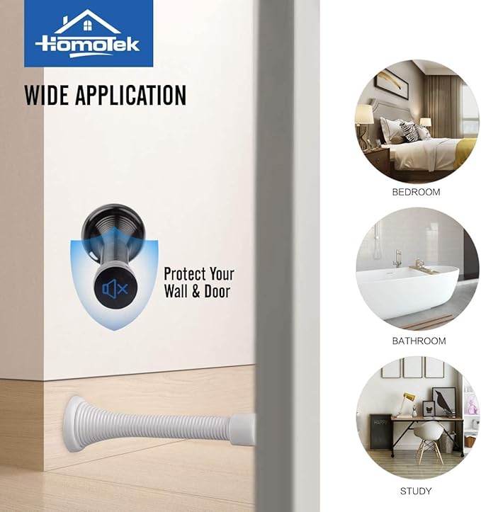 HOMOTEK 1 Pack Spring Door Stops, 3-1/8” Heavy Duty Door Stop - Image 3