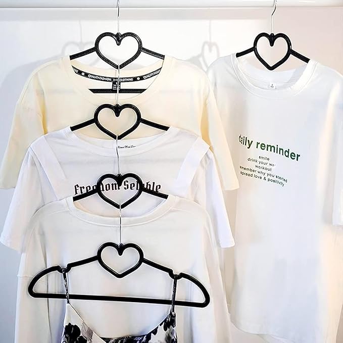 Plastic Hangers 30 Pack, Heart-Shaped Clothes Hanger Ultra Thin Space Saving - Image 5