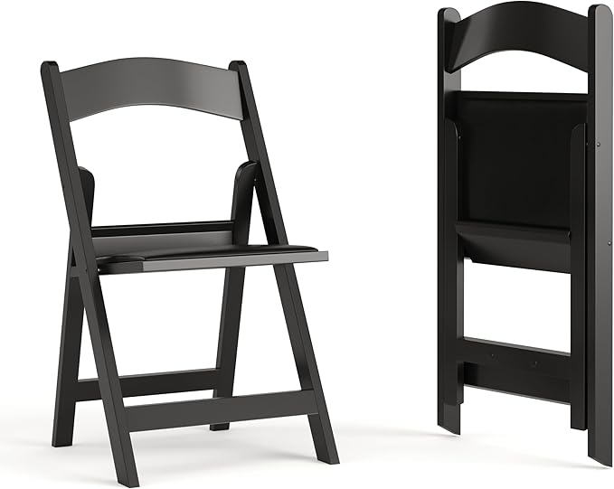 Flash Furniture Hercules Series Folding Chair - Black Resin - 2 Pack 800LB Weight Capacity Comfortable Event Chair - Light Weight Folding Chair by FlashFurniture