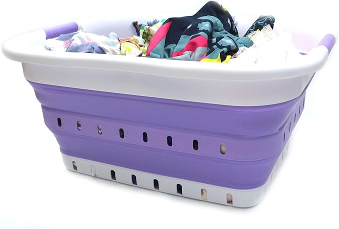 SAMMART 41L Collapsible 3 Handled Plastic Laundry Basket - Image 4