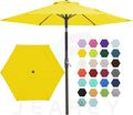 JEAREY 7.5FT Patio Umbrella Market Table Umbrella with 6 Sturdy Ribs, Push Button Tilt/Crank Outdoor Umbrella for Garden, Deck, Backyard, Pool and Beach,Yellow by JEAREYOutdoorsCollection