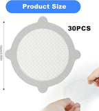 30 Pack Disposable Shower Drain Hair Catcher, Round 4-Ear Glass Fiber Stickers - Image 2