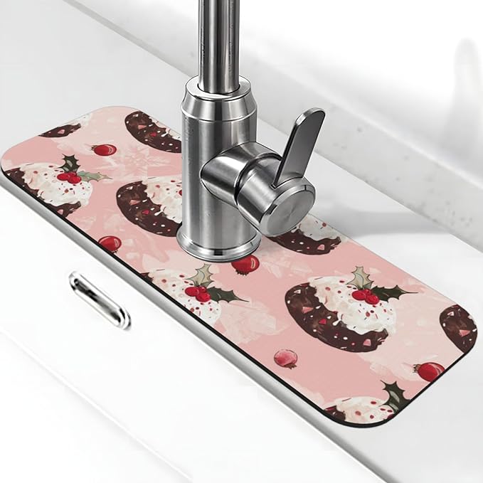 Faucet Draining Mat For Kitchen Sink, Cream Puddings Diatom Mud Absorbent Drain by indokyeyqaz