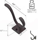 Ambipolar 5-Pack Antique Black Wall Hooks, Vintage Modern Farmhouse Style - Image 2