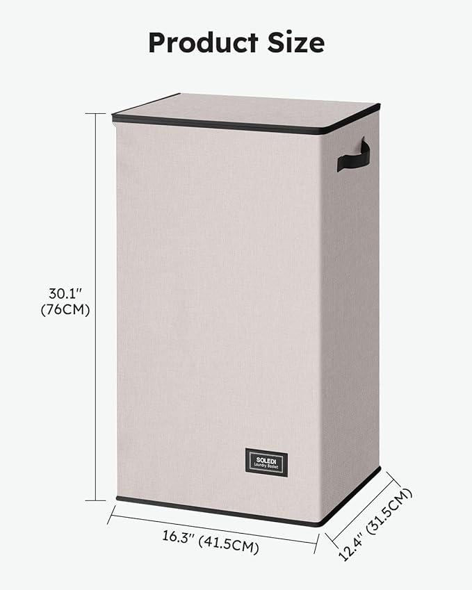 SOLEDI Laundry Hamper with Lid 100L Large & Tall Collapsible Laundry Basket - Image 6