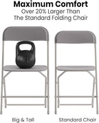 Flash Furniture Hercules Big and Tall Commercial Folding Chair - Extra Wide 650LB. Capacity - Durable Plastic - Gray, 4-Pack - Image 4