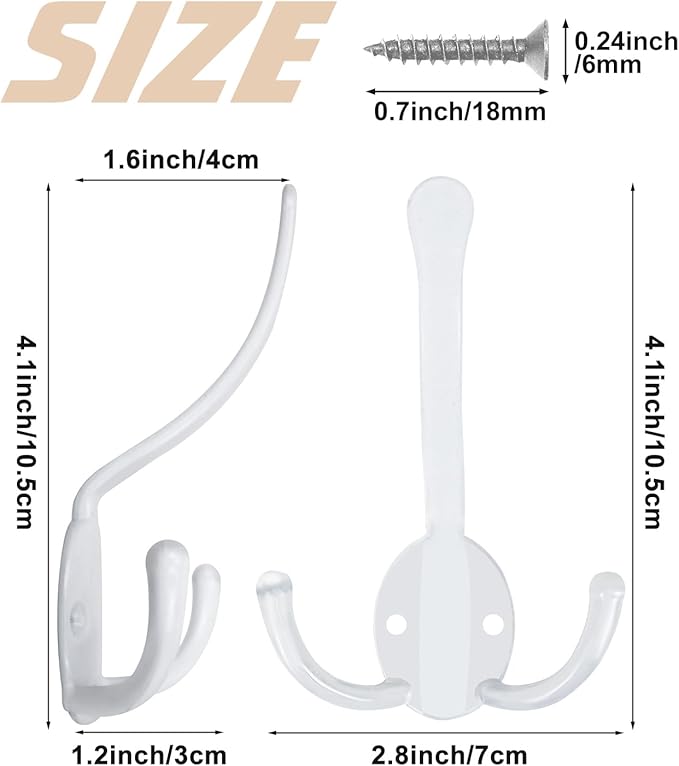 14 Pack Coat Hooks Heavy Duty, Metal Three Prongs Large Coat Hooks Wall Mounted - Image 5