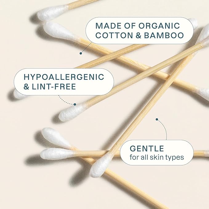 Cliganic Organic Bamboo Cotton Swabs, Chlorine-Free Hypoallergenic, Gentle & - Image 4