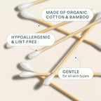Cliganic Organic Bamboo Cotton Swabs, Chlorine-Free Hypoallergenic, Gentle & - Image 4