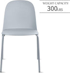 2xhome Modern Stackable Armless Dining Chair | Plastic Shell Seat with Metal Legs | Indoor or Outdoor Use | Home Kitchen Patio (1, Grey, No Padding) - Image 4