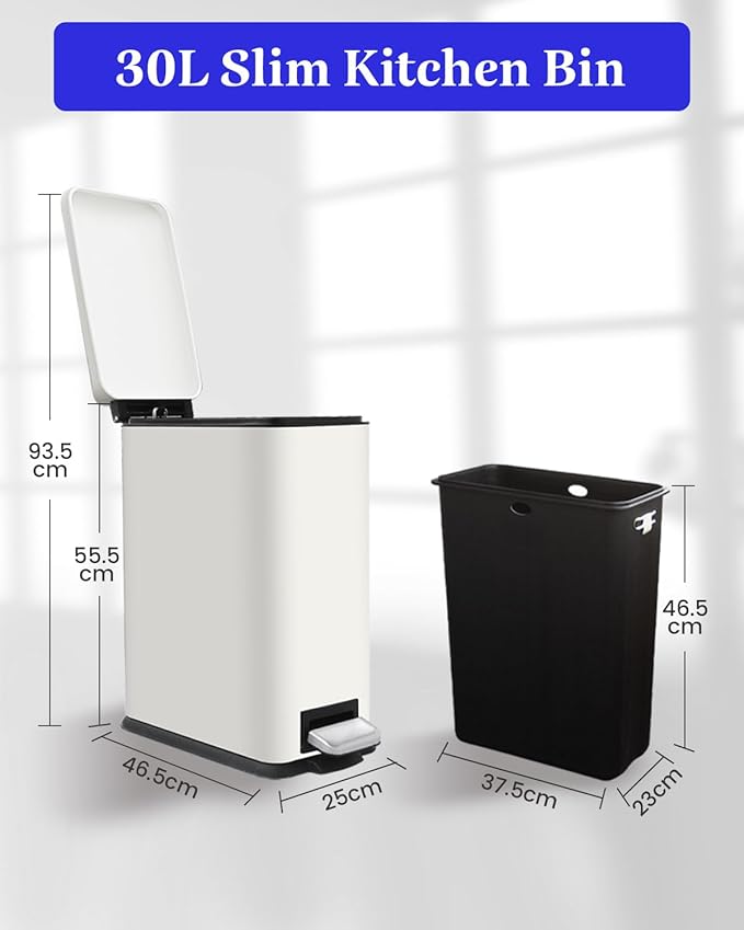 Kitchen Rubbish Bin, 30 L, Narrow Pedal Bin - Image 9