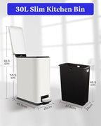 Kitchen Rubbish Bin, 30 L, Narrow Pedal Bin - Image 9