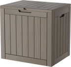 TARKARI 35 Gallon Lockable Resin Deck Box, Waterproof & UV-Resistant Outdoor Storage Box for Outdoor Cushion Storage, Garden Tools & Pool Accessories Storage, Gray by Home