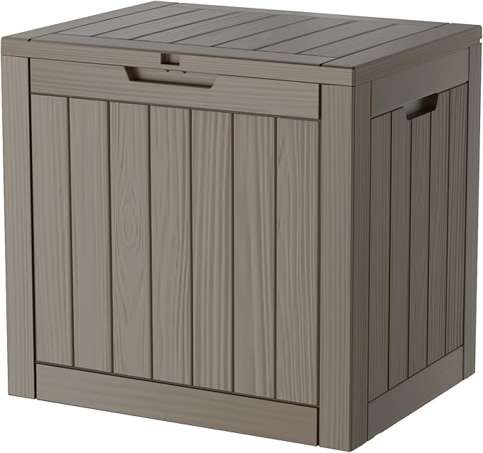 TARKARI 35 Gallon Lockable Resin Deck Box, Waterproof & UV-Resistant Outdoor Storage Box for Outdoor Cushion Storage, Garden Tools & Pool Accessories Storage, Gray by Home