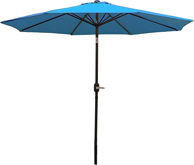 Sunnydaze Outdoor Patio Umbrella - Polyester Table Market Umbrella with Push-Button Tilt and Crank - 8 Sturdy Ribs - Turquoise - 9ft by SunnydazeDecor