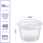 GUSTO [48 Sets 16 oz. Plastic Deli Disposable Food Storage Containers - Image 2