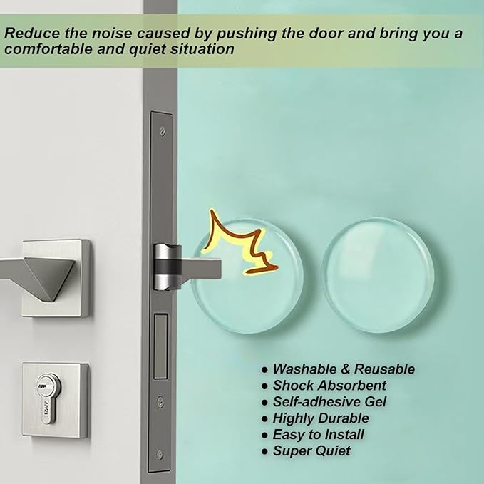 Door Stoppers for Wall with Strong Back Adhesive, No-Falling Round Door Knob - Image 2
