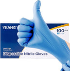 YKANG Black Disposable Nitrile Gloves, Latex Free Disposable Gloves 100 PCS by YKANG