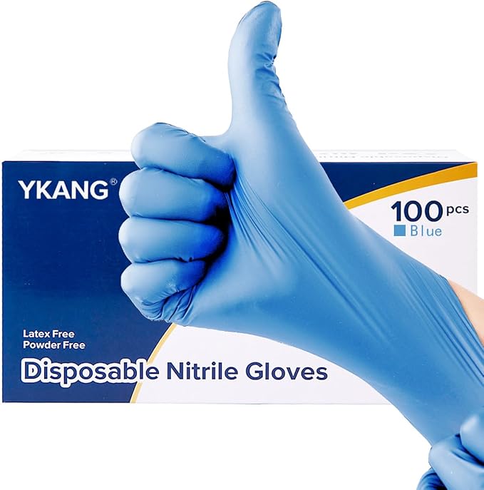 YKANG Black Disposable Nitrile Gloves, Latex Free Disposable Gloves 100 PCS by YKANG