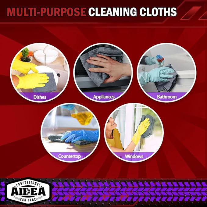 AIDEA Microfiber Cleaning Cloth Grey 10PK, Micro Fiber Cloth - Image 7