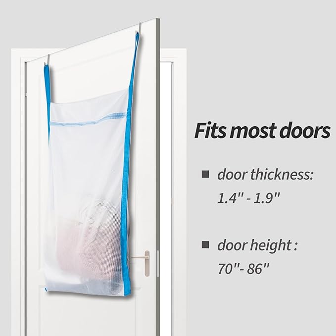 Over Door Large Mesh Laundry Hamper Bag, Washable Laundry Basket - Image 2