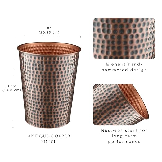 Monarch Abode Metal Bathroom Trash Can – Waste Basket - Image 2