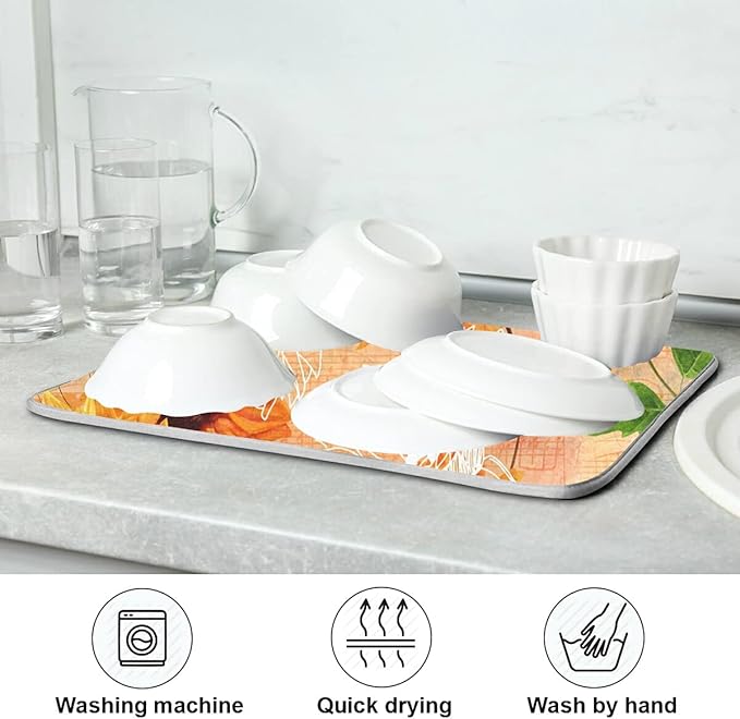 Super Absorbent Dish Drying Mat, Microfiber Fast-Drying Dish Mat, Kitchen Dish - Image 7