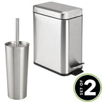 mDesign Metal Freestanding Slim Toilet Bowl Brush and Holder + Rectangle Narrow - Image 2