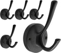 Black Towel Hooks for Wall, 5 Pack Coat Robe Hook Heavy Duty Metal Double Bath by TOFIIGREM