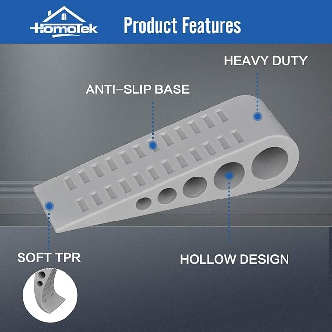 HOMOTEK 3 Pack Wedge Rubber Door Stops Door Chucks Stoppers Wall Protector - Image 7