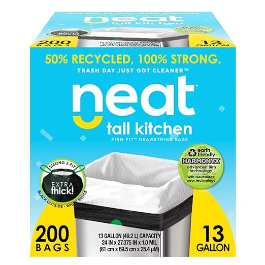 Neat Tall Kitchen 13 Gallon Drawstring Trash Bags by NeatTrashBags