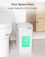 Cesun Bathroom Trash Can with Lid, 4 Gallon Motion Sensor Garbage Can Automatic - Image 2