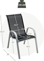 Giantex Set of 4 Patio Chairs, Stackable Outdoor Dining Chairs, 330 LBS Capacity, All Weather Resistant, Heavy Duty Rustproof Metal Armchairs, Lawn Chairs for Front Porch Yard Pool Garden - Image 3