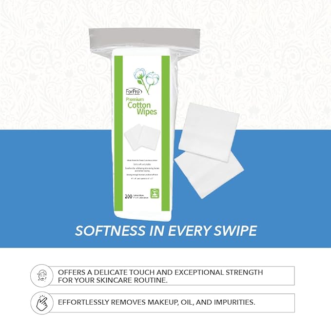 ForPro Professional Collection Premium Cotton Wipes, 100% Cotton, Extra-Soft - Image 3