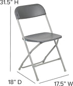 Flash Furniture Hercules Series Plastic Folding Chair - Grey - 2 Pack 650LB Weight Capacity Comfortable Event Chair-Lightweight Folding Chair - Image 5