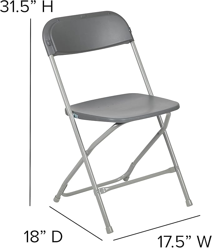 Flash Furniture Hercules Series Plastic Folding Chair - Grey - 2 Pack 650LB Weight Capacity Comfortable Event Chair-Lightweight Folding Chair - Image 5