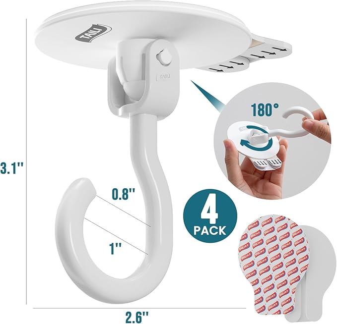 TAILI Adhesive Ceiling Hooks for Hanging Plants, Heavy Duty No-Drill Removable - Image 6