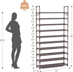 VTRIN 10 Tiers Shoe Rack Tall Large Capacity 50 Pairs Wide Shoe Organizer - Image 3