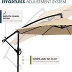 wikiwiki 10ft Patio Umbrella with Base Included, Outdoor Offset Cantilever Umbrella with Sandbag Base for Backyard, Garden and Pool, Easy to Tilt and Crank, Tan - Image 5
