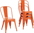 Nazhura Metal Dining Chair Farmhouse Tolix Style for Kitchen Dining Room Café Restaurant Bistro Patio, 18 Inch, Stackable, Waterproof Indoor/Outdoor (Sets of 4) (Orange, Steel Seat) by NazhuraGoodCompanionAtHome