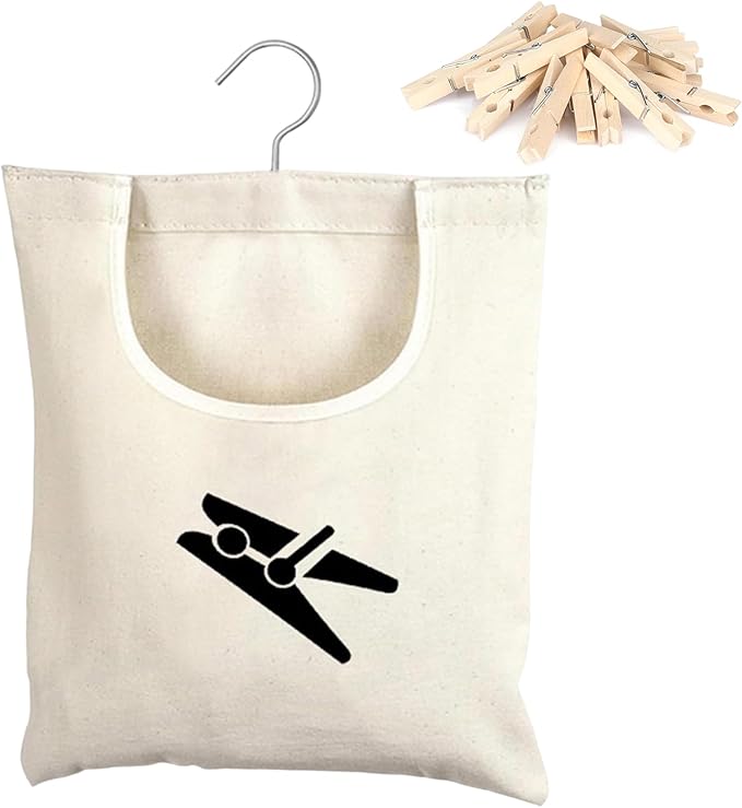 Laundry Clothespin Bag, 12 x 11 in Hang on Line Clothes Pin Hanging Bag Hanging - Image 9