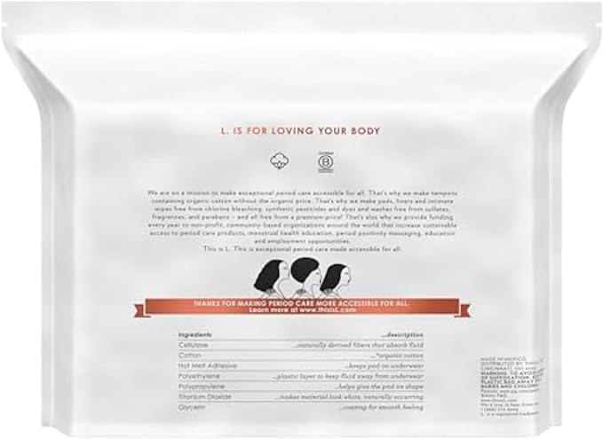 L. Ultra Thin Pads for Women, Regular Absorbency, Organic Cotton Top Layer - Image 2