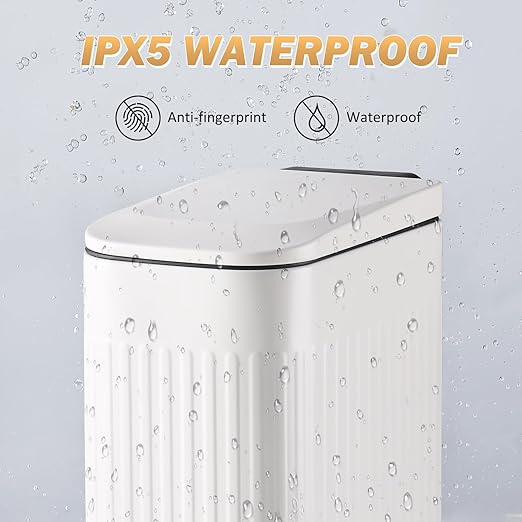 Slim Bathroom Trash Can with Lid Soft Close, Stainless Steel Garbage Can Step - Image 4
