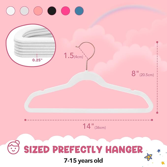 HOUSE DAY Velvet Kids Hangers 60 Pack, Premium Childrens Hangers - Image 7