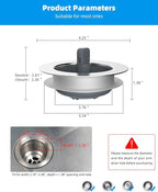 Hibbent 3 in 1 Kitchen Sink Drain Strainer and Stopper Combo, Chrome Stainless - Image 7