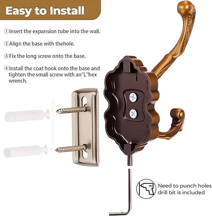 3 Pack Coat Hooks Metal Vintage Swan Shape Hooks, Heavy Duty Large Double Hook - Image 4